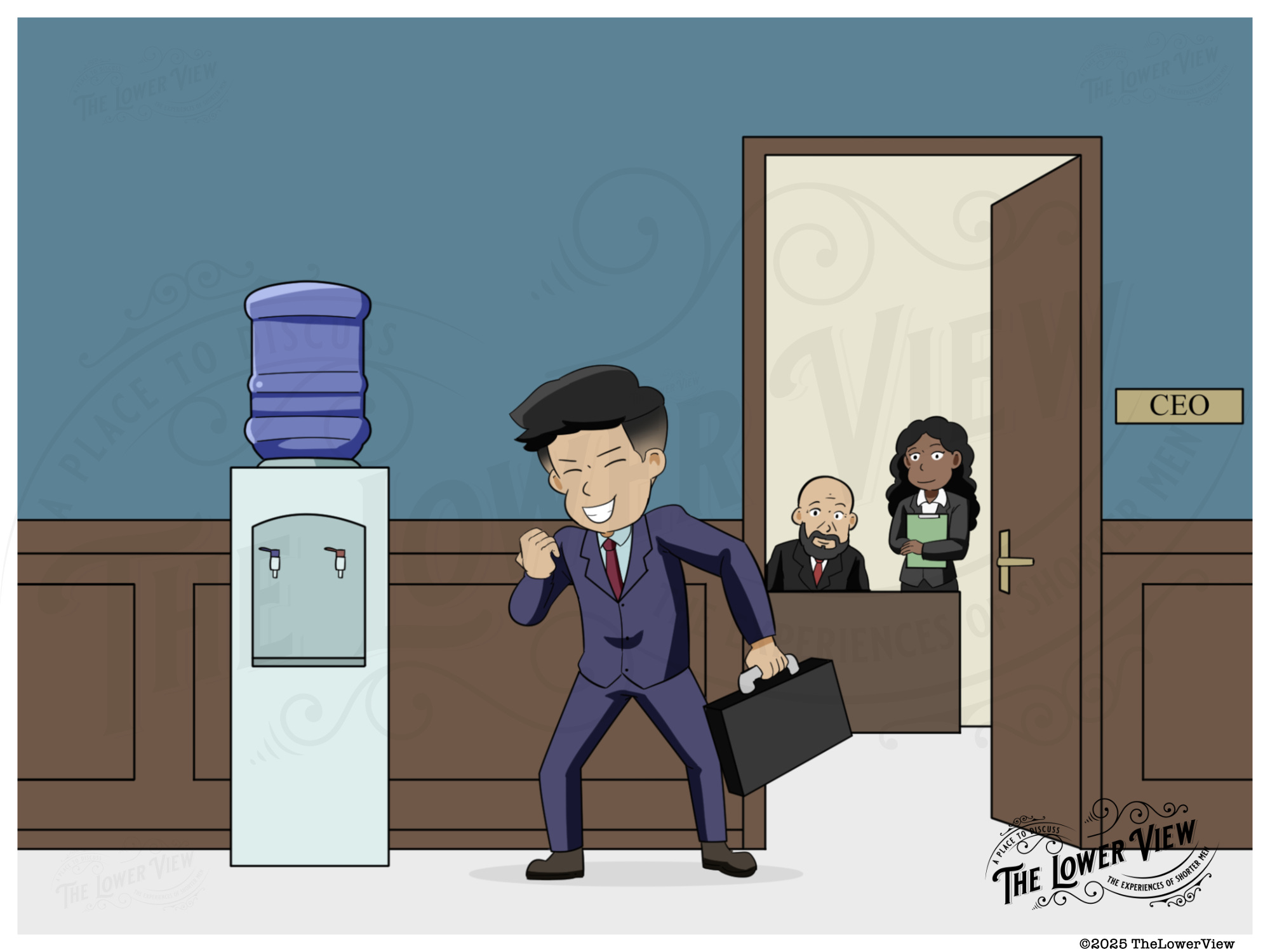 Confident short man who is winning in life